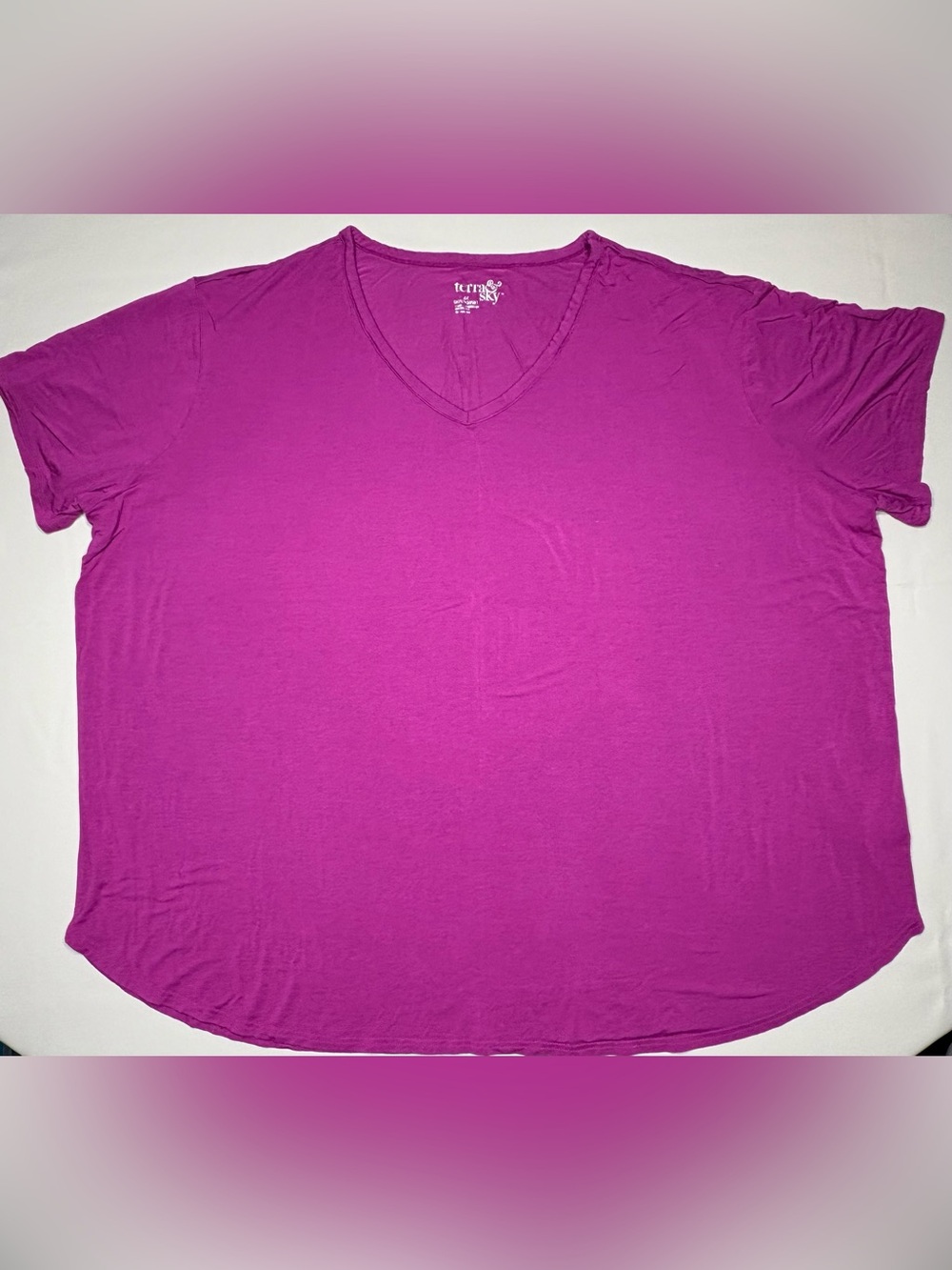Terra & Sky Fuchsia V-Neck Short Sleeve Tee